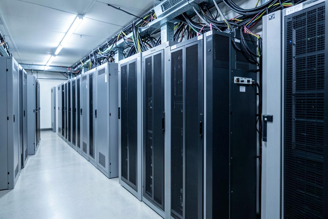 Structured cabling and equipment rows inside an enterprise data center